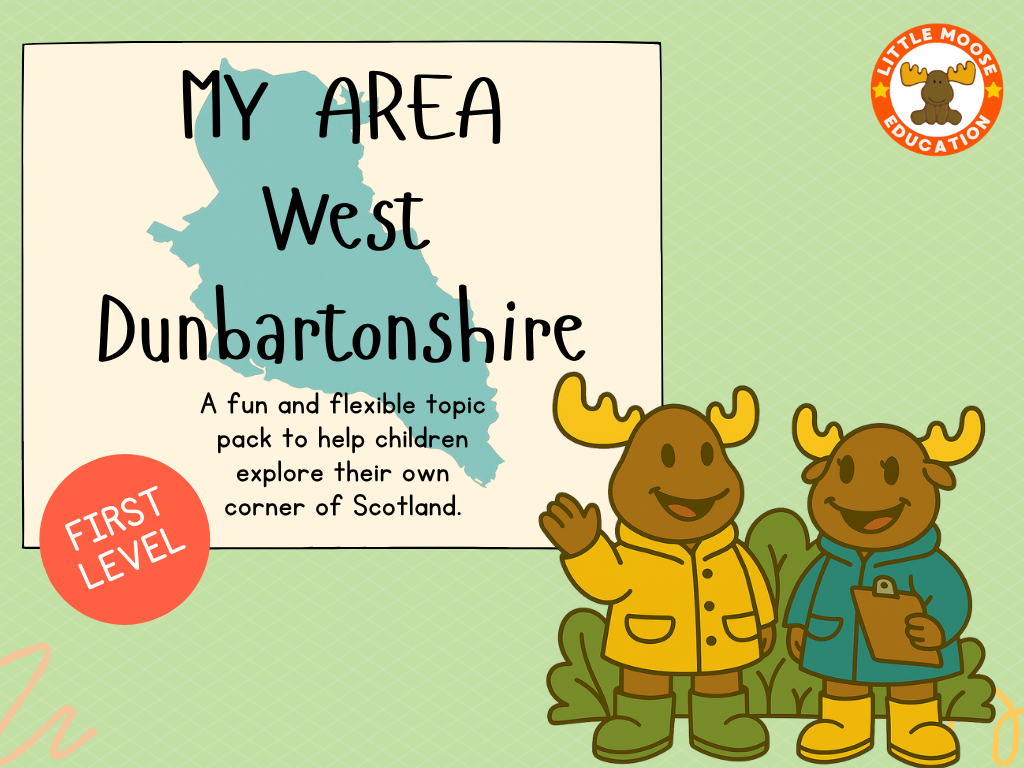 My Area – West Dunbartonshire digital topic pack front cover, Social Studies First Level, Curriculum for Excellence