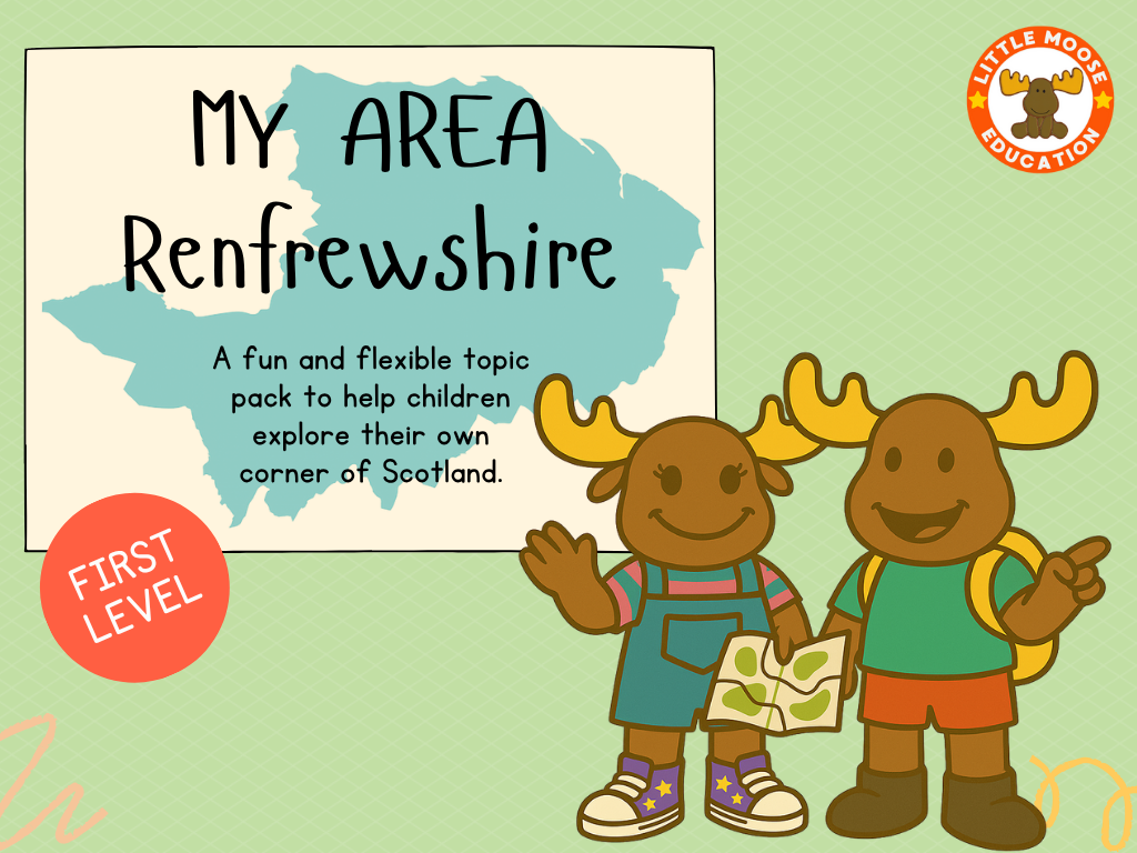 My Area – Renfrewshire digital topic pack front cover, Social Studies First Level, Curriculum for Excellence