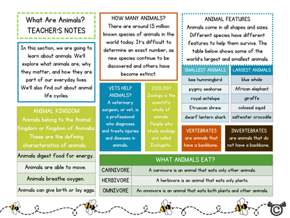 Teacher’s notes from Discovering Animals Science pack, First Level