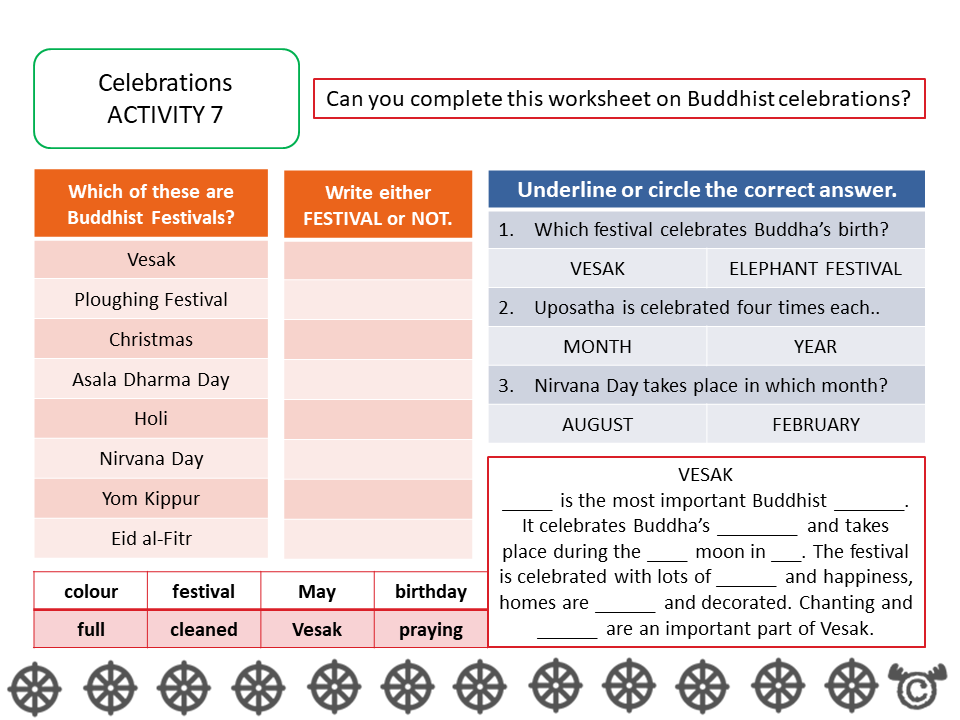 Worksheet activity from Discovering Christianity RME pack, First Level