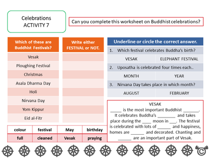 Worksheet activity from Discovering Christianity RME pack, First Level