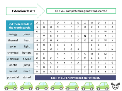 Extension tasks from Discovering Energy Science pack, First Level