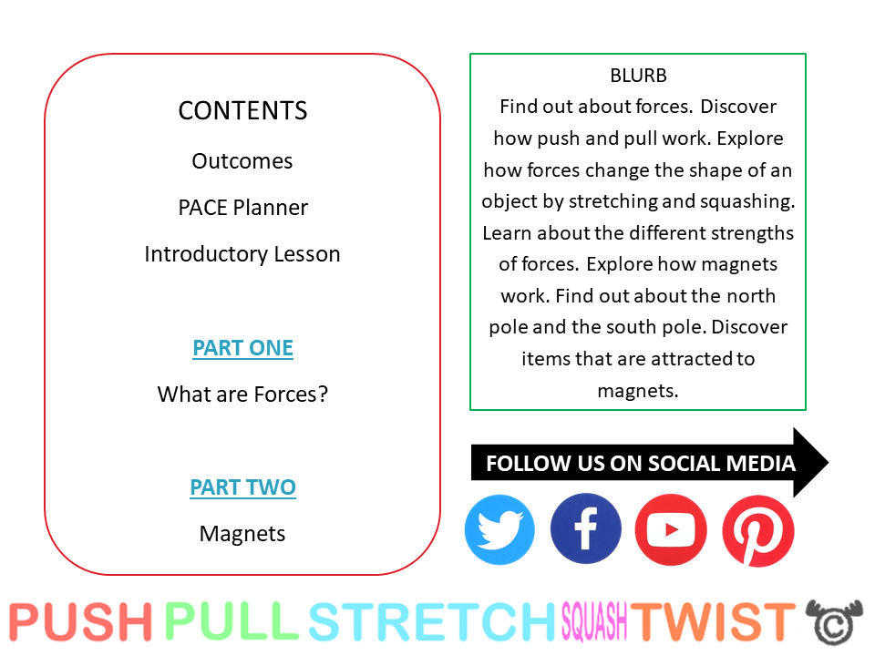 Contents page from Discovering Forces Science pack at First Level