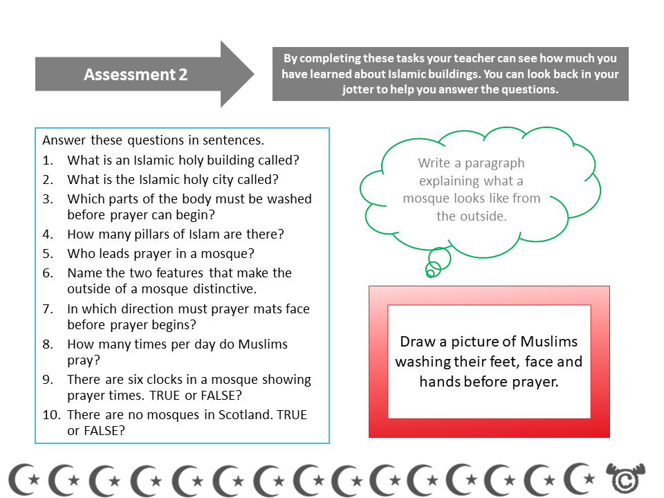 Assessment task from Discovering Islam RME pack, First Level