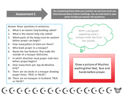 Assessment task from Discovering Islam RME pack, First Level