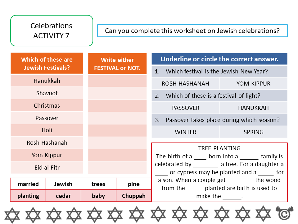 Worksheet activity from Discovering Christianity RME pack, First Level