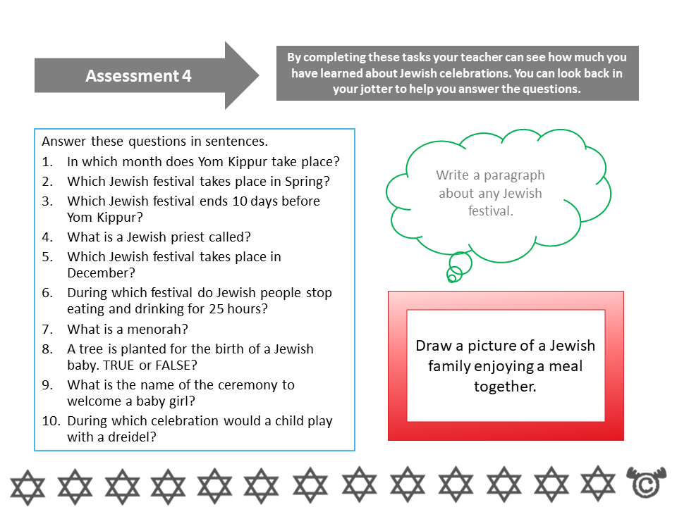 Extension tasks from Discovering Judaism RME pack, First Level