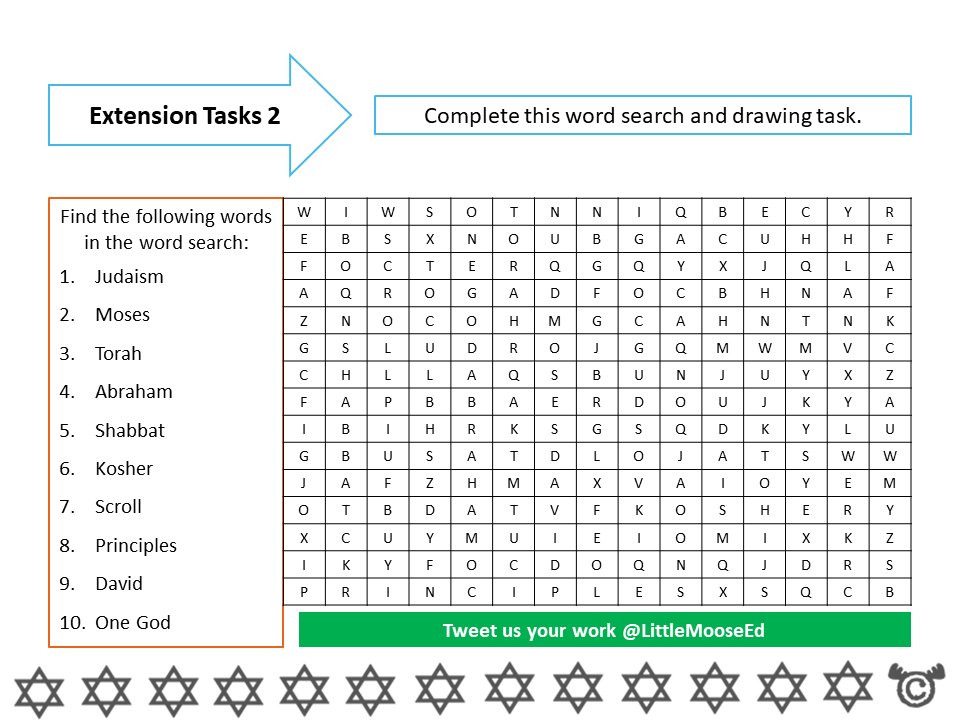 Assessment task from Discovering Judaism RME pack, First Level
