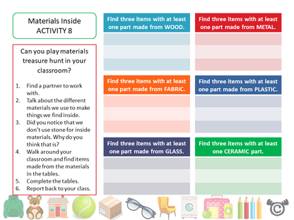 Sorting activity from Discovering Materials Science pack, First Level