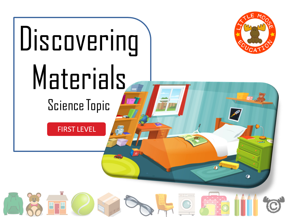 Discovering Materials digital topic pack front cover, Science First Level, Curriculum for Excellence