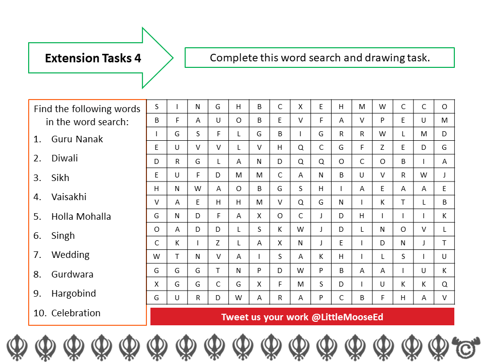Extension tasks from Discovering Sikhism RME pack, First Level