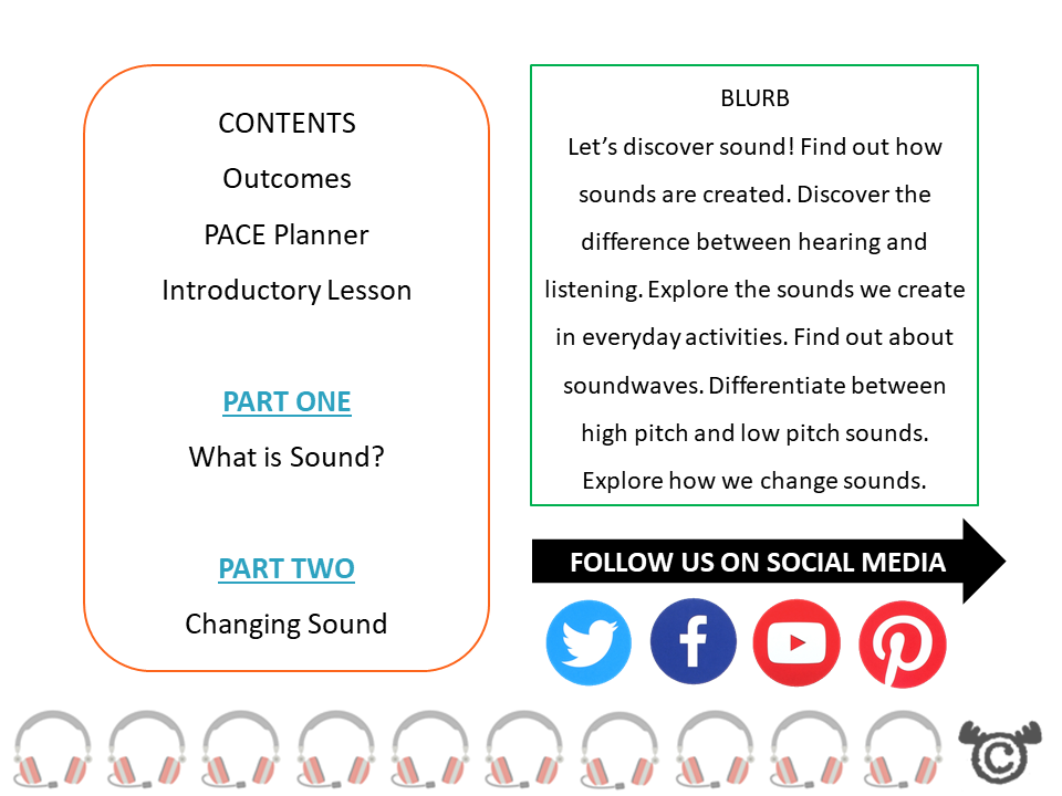 Contents page from Discovering Sounds Science pack at First Level
