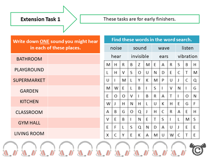 Extension tasks from Discovering Sound Science pack, First Level
