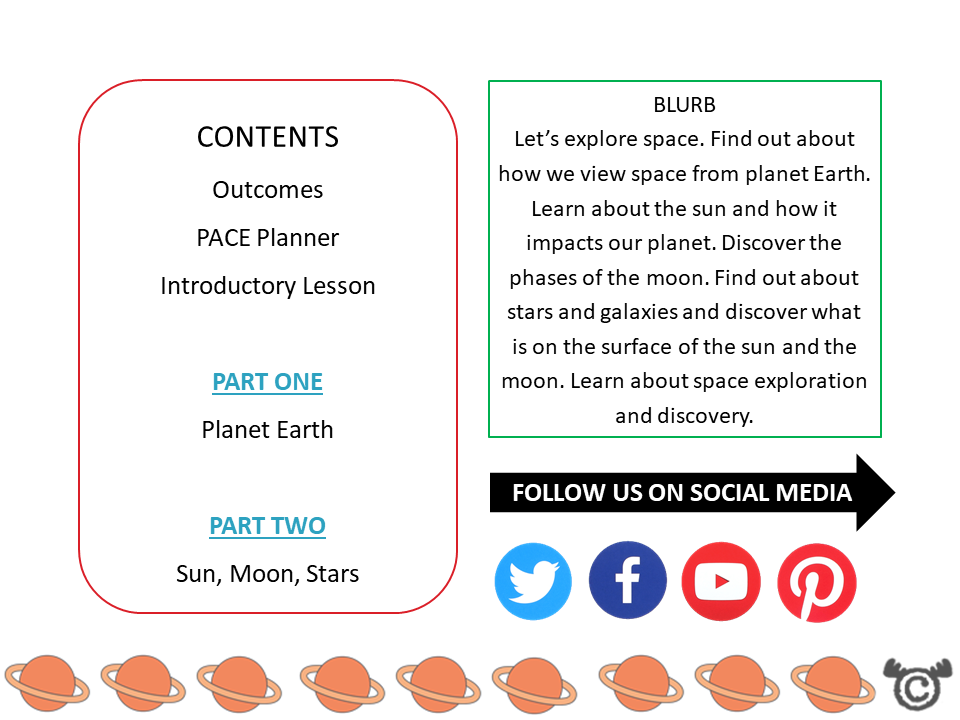Contents page from Discovering Space Science pack at First Level