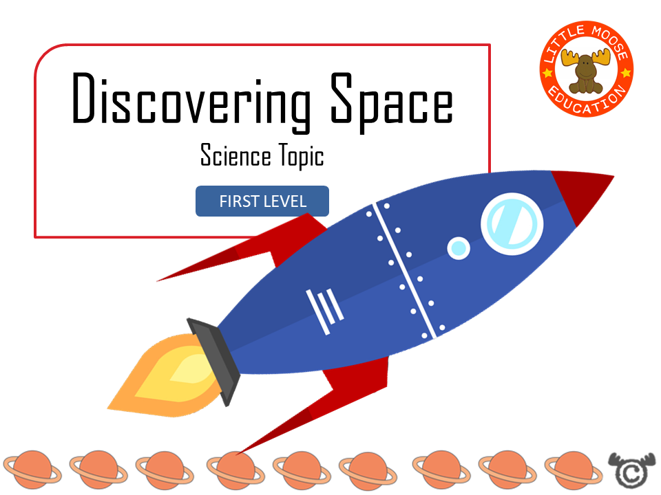 Discovering Space digital topic pack front cover, Science First Level, Curriculum for Excellence
