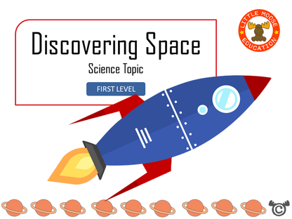 Discovering Space digital topic pack front cover, Science First Level, Curriculum for Excellence