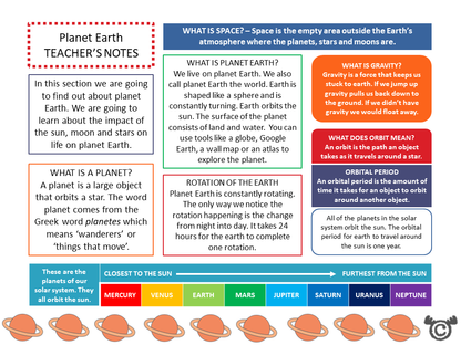 Teacher’s notes from Discovering Space Science pack, First Level