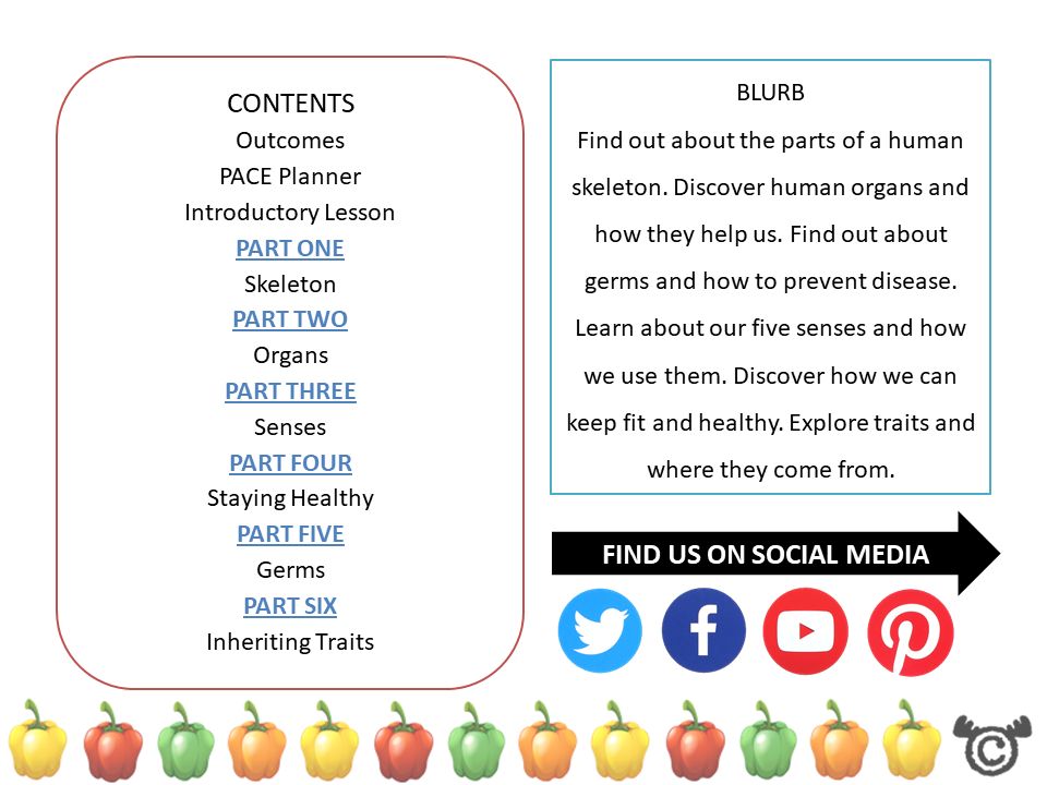 Contents page from Discovering the Human Body Science pack at First Level