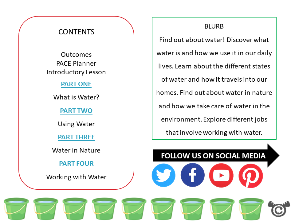 Contents page from Discovering Water Science pack at First Level