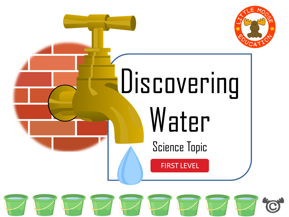 Discovering Water digital topic pack front cover, Science First Level, Curriculum for Excellence