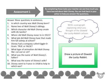 Assessment task from Disney Social Studies pack, First Level