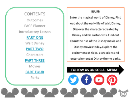 Contents page from Disney Social Studies pack at First Level