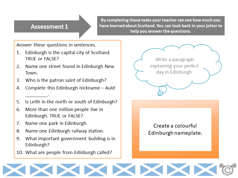 Assessment task from Edinburgh Social Studies pack, First Level