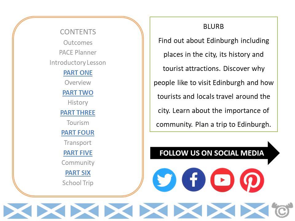 Contents page from Edinburgh Social Studies pack at First Level