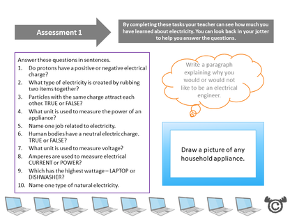 Assessment task from Electricity Science pack, Second Level