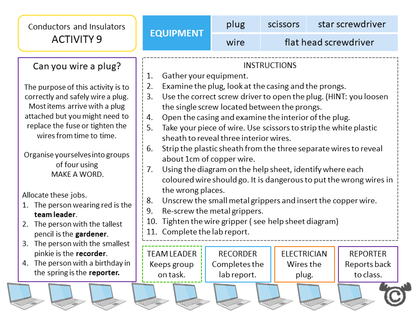 Experiment page from Electricity Science pack, Second Level