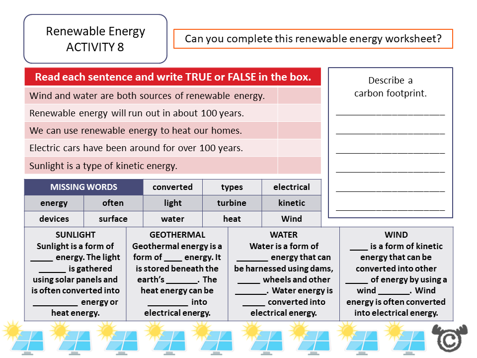 Worksheet activity from Electricity Science pack, Second Level