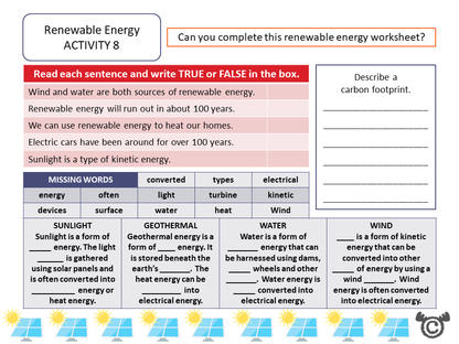 Worksheet activity from Electricity Science pack, Second Level