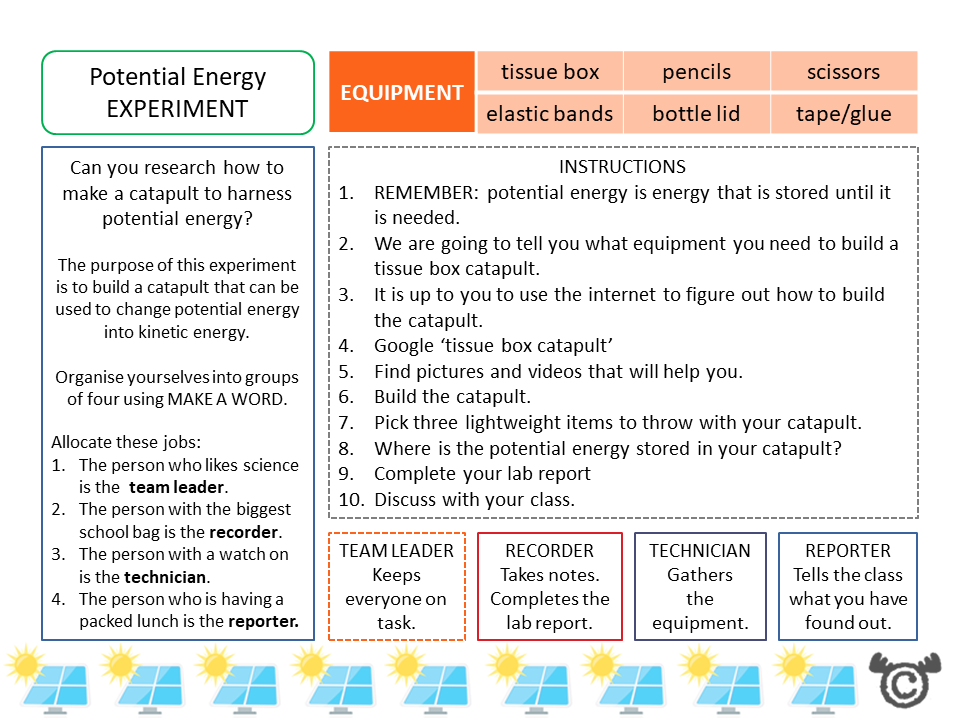 Experiment page from Energy Science pack, Second Level