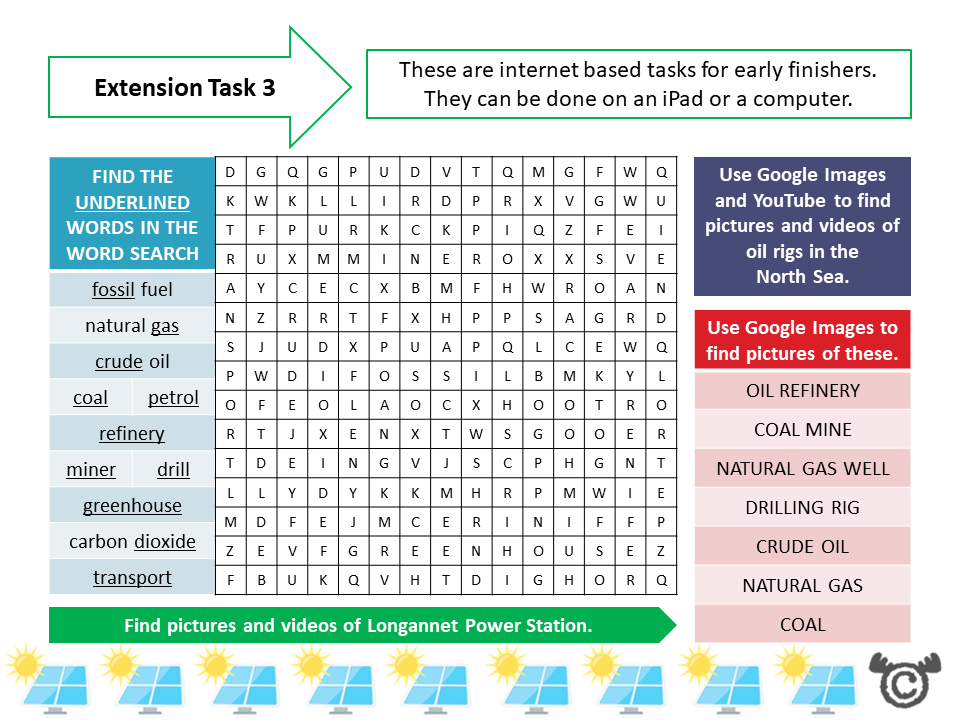 Extension tasks from Energy Science pack, Second Level