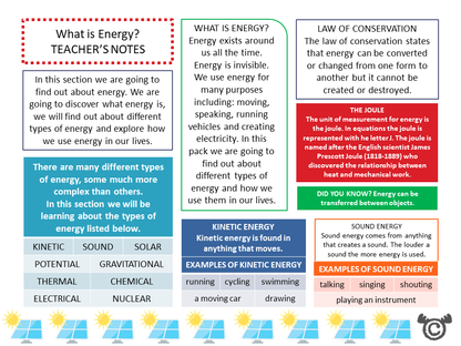 Teacher’s notes from Energy Science pack, Second Level