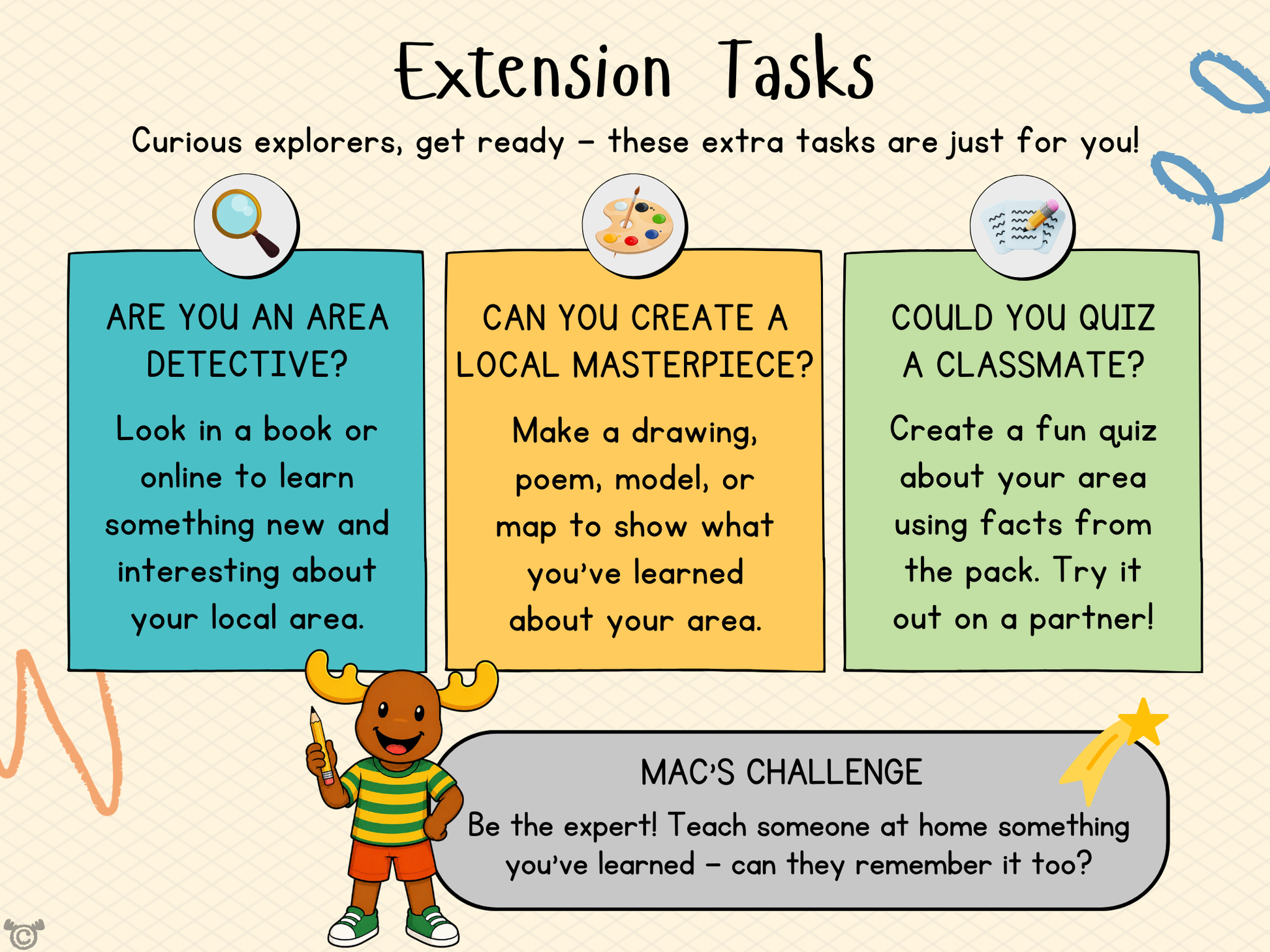 Extension Tasks My Area – North Ayrshire Social Studies pack, First Level