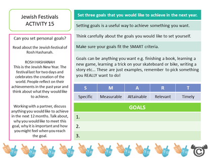 Goal setting activity from Exploring Buddhism RME pack, Second Level