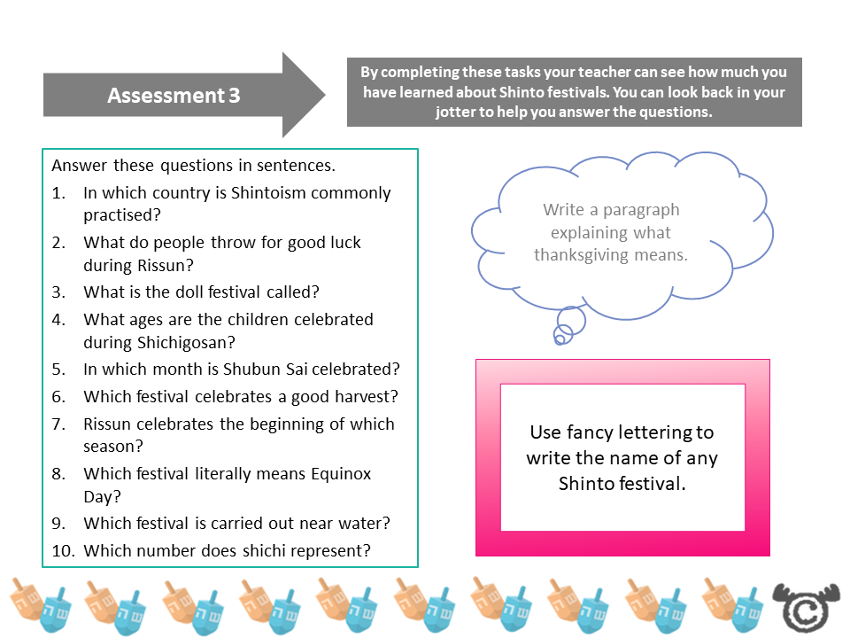 Assessment task from Festivals RME pack, Second Level