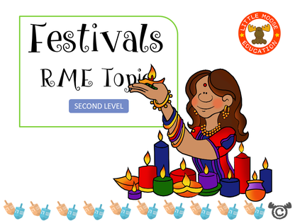 Festivals digital topic pack front cover, RME Second Level, Curriculum for Excellence