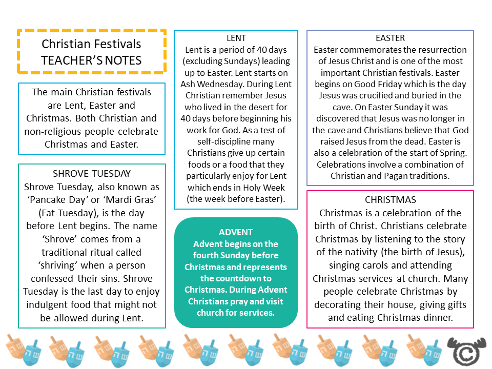 Teacher’s notes from Festivals RME pack, Second Level