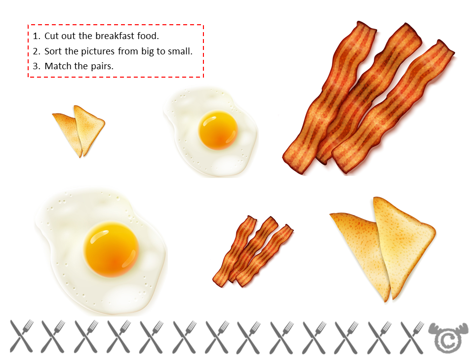Matching activity from Food and Meals Social Studies pack, Early Level