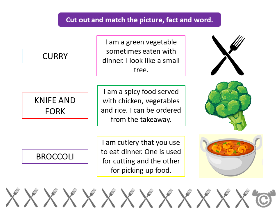 Sorting activity from Food and Meals Social Studies pack, Early Level