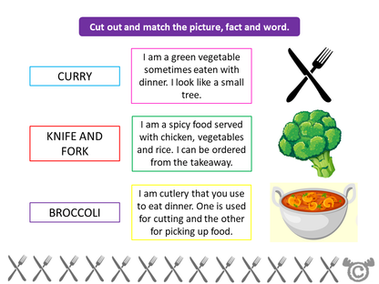 Sorting activity from Food and Meals Social Studies pack, Early Level