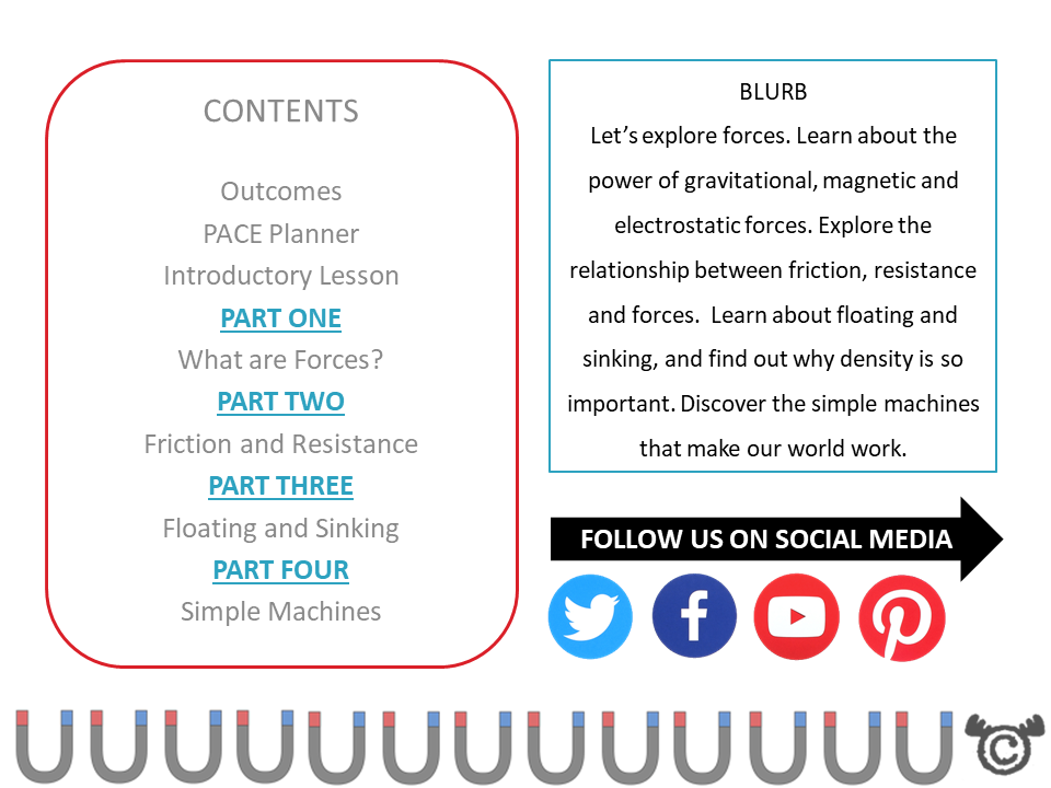 Contents page from Forces Science pack at Second Level