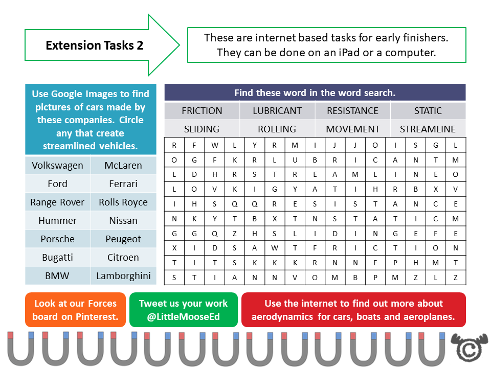 Extension tasks from Forces Science pack, Second Level