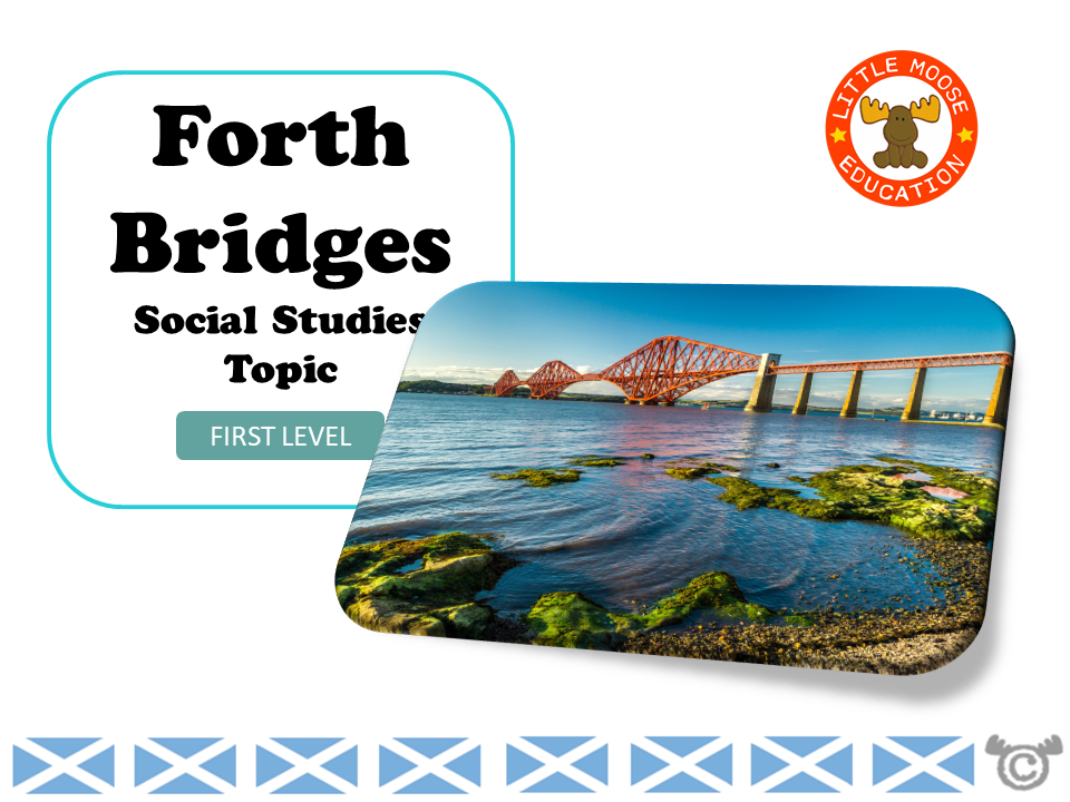 Forth Bridges digital topic pack front cover, Social Studies First Level, Curriculum for Excellence