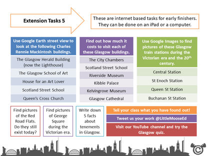 Extension tasks from Glasgow Social Studies pack, Second Level