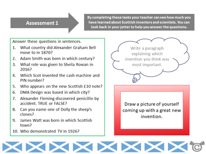 Assessment task from Great Scots Social Studies pack, First Level