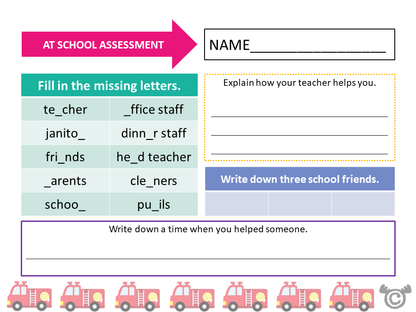 Assessment task from Helpers Social Studies pack, Early Level