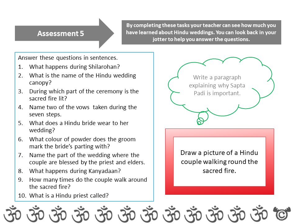 Assessment task from Hinduism RME pack, Second Level